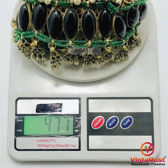 Black Gypsy Layered Choker Necklace, Handmade Necklace With Black Glass Stones - Picture 11 of 11